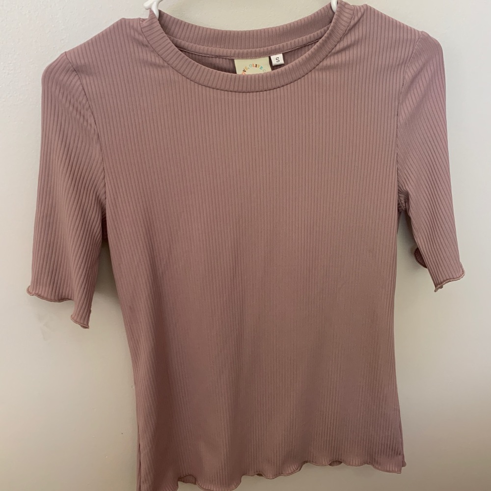 Love olive co lavender mauve ribbed top